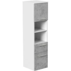 Posseik Hochschrank Viva 135 Cm Weiß Matt Mit Fronten In Beton