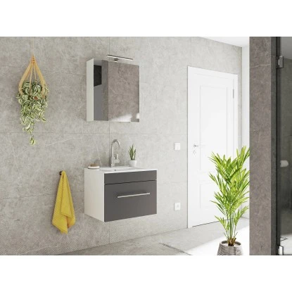 Posseik Badmöbel-Set Viva 60 Cm Anthrazit Seidenglanz 2-teilig