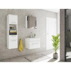 Posseik Badmöbel-Set Viva 60 Cm Weiß Hochglanz 3-teilig