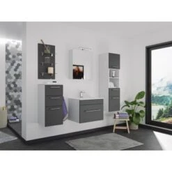 Posseik Badmöbel-Set Viva 60 Cm Anthrazit Seidenglanz 5-teilig