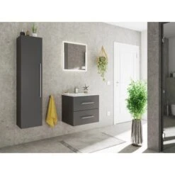 Posseik Badmöbel-Set Homeline 60 Cm Anthrazit Seidenglanz 3-teilig