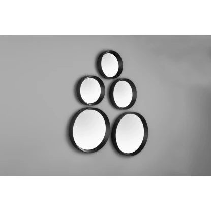 Mirrors & More Dekospiegel 5er-Set Lia Schwarz Ø 25, 23, 18 Und 2x 15 Cm – Bild 3