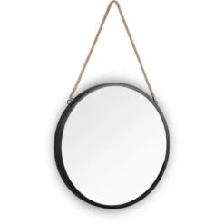 Mirrors & More Dekospiegel Nina Metallrahmen Schwarz Mit Seil Ø 40 Cm