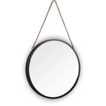 Mirrors & More Dekospiegel Nina Metallrahmen Schwarz Mit Seil Ø 40 Cm