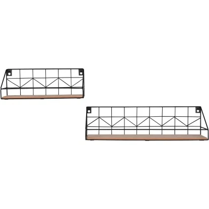 Mirrors & More Metall-Wandregal-Set Yvonne Mit Holz