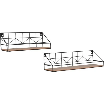 Mirrors & More Metall-Wandregal-Set Yvonne Mit Holz â Bild 2