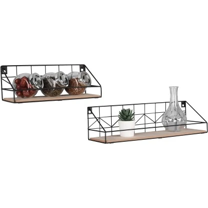 Mirrors & More Metall-Wandregal-Set Yvonne Mit Holz â Bild 6