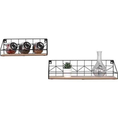 Mirrors & More Metall-Wandregal-Set Yvonne Mit Holz â Bild 7