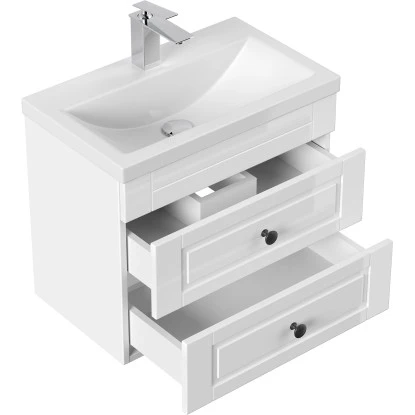 Posseik Badmöbel-Set Carpo SlimLine HxB: 52 X 60 Cm Mit LED-Spiegel Weiß Hochgl. – Bild 2