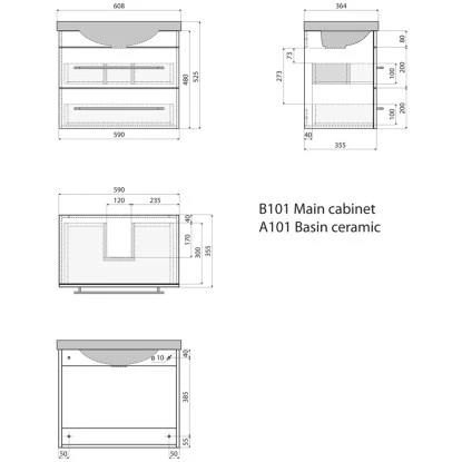 Posseik Badmöbel-Set Carpo SlimLine HxB: 52 X 60 Cm Mit LED-Spiegel Weiß Hochgl. – Bild 5