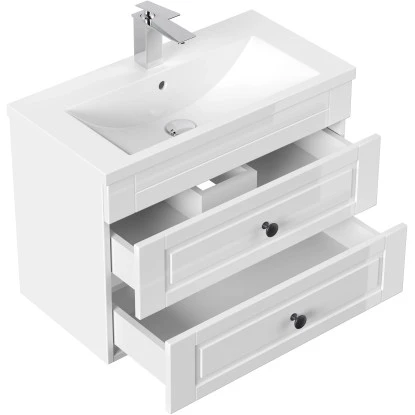 Posseik Badmöbel-Set Portus SlimLine HxBxT: 51 Cm X 70 Cm X 36 Cm Weiß Hochglanz – Bild 2