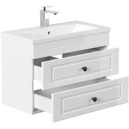 Posseik Badmöbel-Set Portus SlimLine HxBxT: 51 Cm X 70 Cm X 36 Cm Weiß Hochglanz – Bild 4