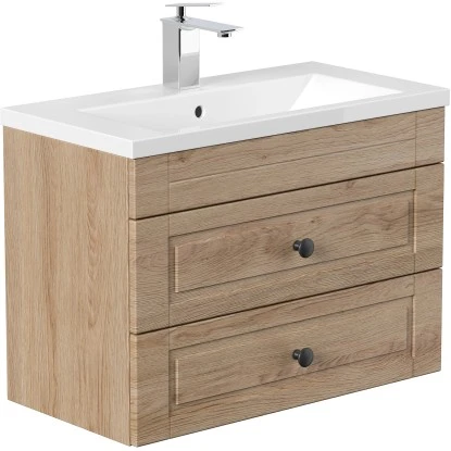 Posseik Badmöbel-Set Portus SlimLine H X B X T: 51 Cm X 70 Cm X 36 Cm Eiche Hell – Bild 3