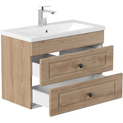 Posseik Badmöbel-Set Portus SlimLine H X B X T: 51 Cm X 70 Cm X 36 Cm Eiche Hell – Bild 4