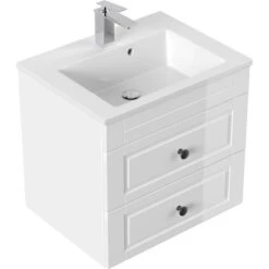 Posseik Badmöbel-Set Apollo H X B X T: 56 Cm X 60 Cm X 46 Cm Weiß Hochglanz