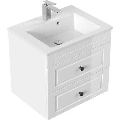 Posseik Badmöbel-Set Apollo H X B X T: 56 Cm X 60 Cm X 46 Cm Weiß Hochglanz