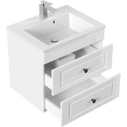 Posseik Badmöbel-Set Apollo H X B X T: 56 Cm X 60 Cm X 46 Cm Weiß Hochglanz – Bild 2