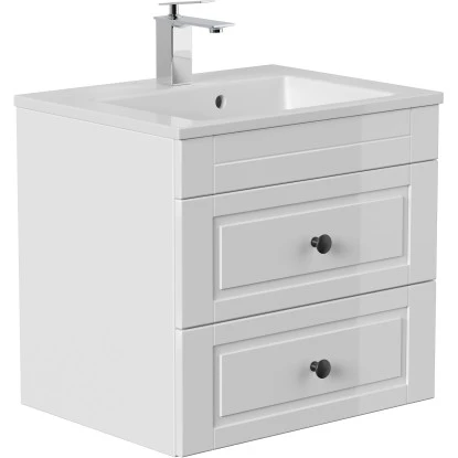 Posseik Badmöbel-Set Apollo H X B X T: 56 Cm X 60 Cm X 46 Cm Weiß Hochglanz – Bild 3