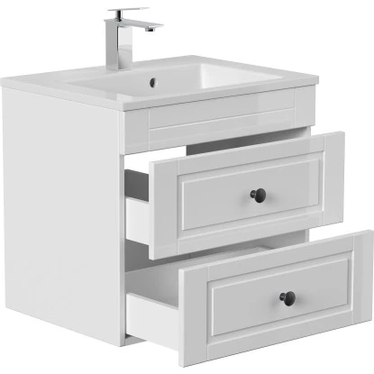 Posseik Badmöbel-Set Apollo H X B X T: 56 Cm X 60 Cm X 46 Cm Weiß Hochglanz – Bild 4