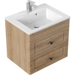 Posseik Badmöbel-Set Apollo H X B X T: 56 Cm X 60 Cm X 46 Cm Eiche Hell