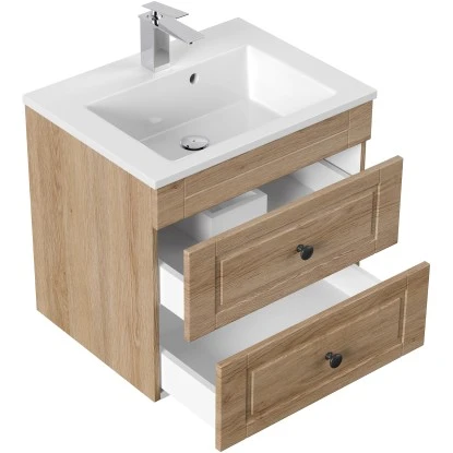 Posseik Badmöbel-Set Apollo H X B X T: 56 Cm X 60 Cm X 46 Cm Eiche Hell – Bild 2