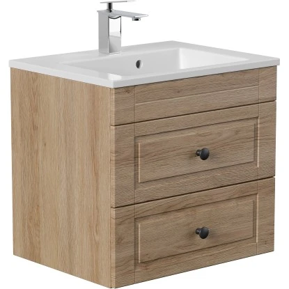 Posseik Badmöbel-Set Apollo H X B X T: 56 Cm X 60 Cm X 46 Cm Eiche Hell – Bild 3