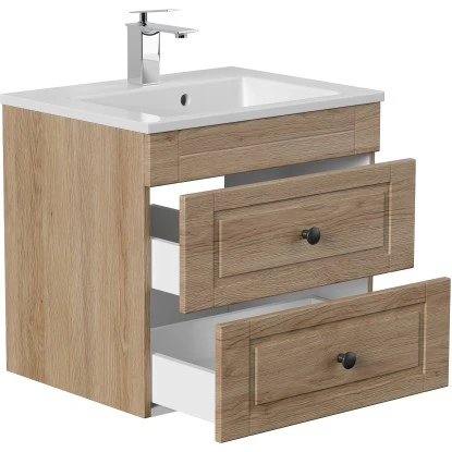 Posseik Badmöbel-Set Apollo H X B X T: 56 Cm X 60 Cm X 46 Cm Eiche Hell – Bild 4