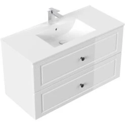 Posseik Badmöbel-Set Homeline H X B X T: 56 Cm X 101 Cm X 46,5 Cm Weiß Hochglanz