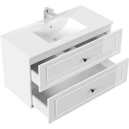 Posseik Badmöbel-Set Homeline H X B X T: 56 Cm X 101 Cm X 46,5 Cm Weiß Hochglanz – Bild 2