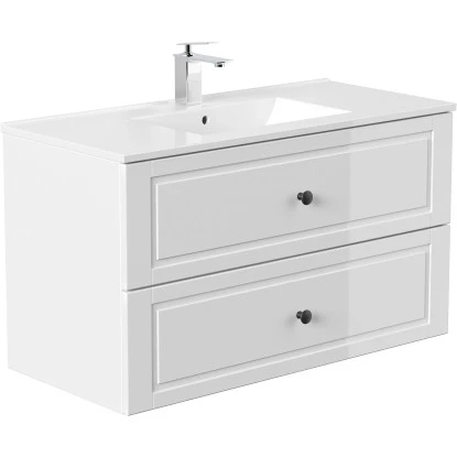 Posseik Badmöbel-Set Homeline H X B X T: 56 Cm X 101 Cm X 46,5 Cm Weiß Hochglanz – Bild 3