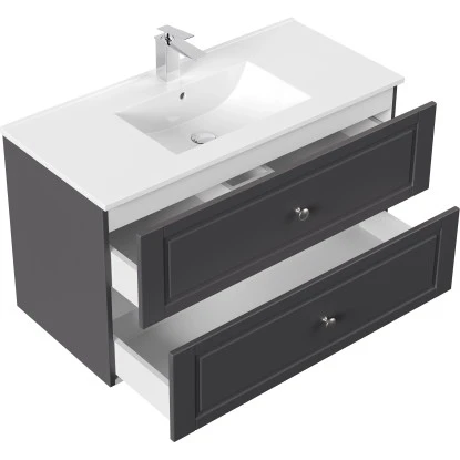 Posseik Badmöbel-Set Homeline H X B X T: 56 Cm X 101 Cm X 46,5 Cm Anthrazit – Bild 2