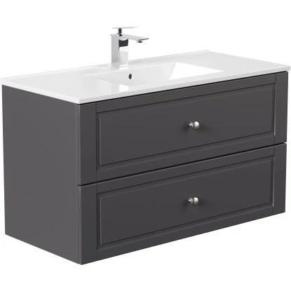 Posseik Badmöbel-Set Homeline H X B X T: 56 Cm X 101 Cm X 46,5 Cm Anthrazit – Bild 3