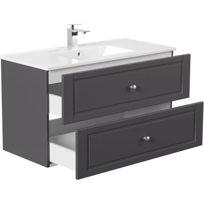 Posseik Badmöbel-Set Homeline H X B X T: 56 Cm X 101 Cm X 46,5 Cm Anthrazit – Bild 4