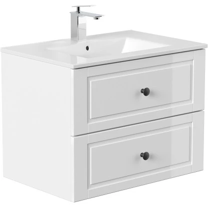 Posseik Badmöbel-Set Homeline H X B X T: 54 Cm X 72 Cm X 46,5 Cm Weiß Hochglanz – Bild 3