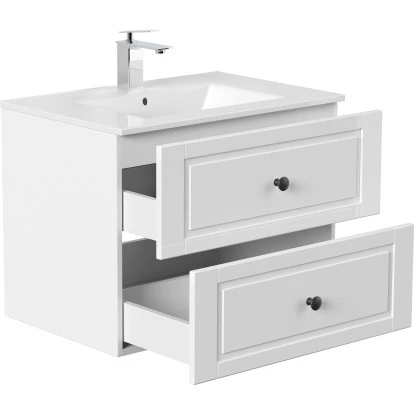 Posseik Badmöbel-Set Homeline H X B X T: 54 Cm X 72 Cm X 46,5 Cm Weiß Hochglanz – Bild 4