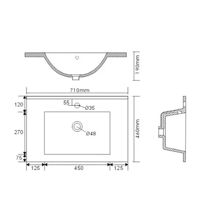 Posseik Badmöbel-Set Homeline H X B X T: 54 Cm X 72 Cm X 46,5 Cm Weiß Hochglanz – Bild 7