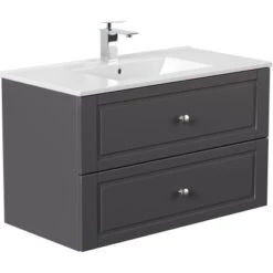 Posseik Badmöbel-Set Homeline H X B X T: 56 Cm X 91 Cm X 46,5 Cm Anthrazit