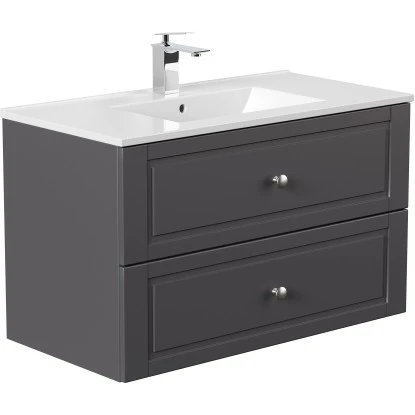 Posseik Badmöbel-Set Homeline H X B X T: 56 Cm X 91 Cm X 46,5 Cm Anthrazit