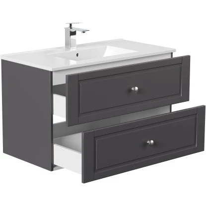 Posseik Badmöbel-Set Homeline H X B X T: 56 Cm X 91 Cm X 46,5 Cm Anthrazit – Bild 2