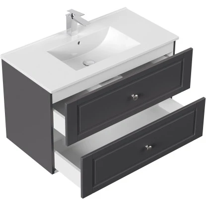 Posseik Badmöbel-Set Homeline H X B X T: 56 Cm X 91 Cm X 46,5 Cm Anthrazit – Bild 4