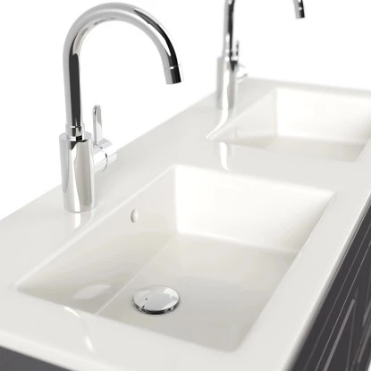 Posseik Badmöbel-Set Argos + Doppel-Waschbecken H60 X B120 X T46 Cm Anthrazit – Bild 5