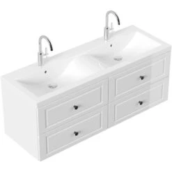 Posseik Badmöbel-Set Aurelion XL + Doppelwaschbecken 57 X 143 X 51 Cm Weiß HoGl.