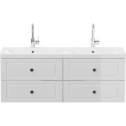 Posseik Badmöbel-Set Aurelion XL + Doppelwaschbecken 57 X 143 X 51 Cm Weiß HoGl. – Bild 8