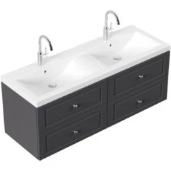 Posseik Badmöbel-Set Aurelion XL + Doppelwaschbecken 57 X 143 X 51 Cm Anthrazit