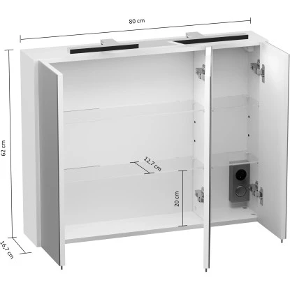 Posseik Badmöbel-Set Piano Weiß Matt 80 Cm 3-teilig – Bild 15