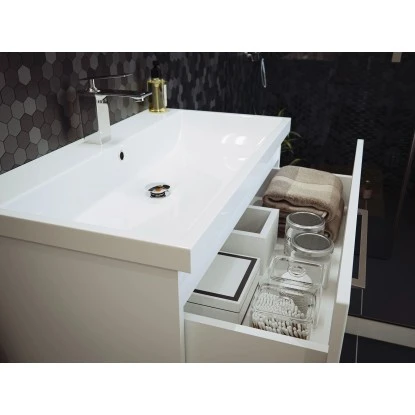 Posseik Badmöbel-Set Piano Weiß Matt 80 Cm 3-teilig – Bild 8