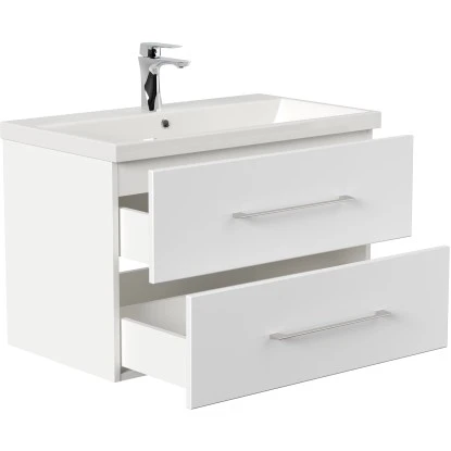 Posseik Badmöbel-Set Piano Weiß Matt 80 Cm 3-teilig – Bild 3