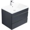 Posseik Waschplatz Amilia H 58 X B 60 X T 48 Cm Anthrazit Schubladen Grifflos