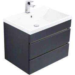 Posseik Waschplatz Amilia H 58 X B 60 X T 48 Cm Anthrazit Schubladen Grifflos