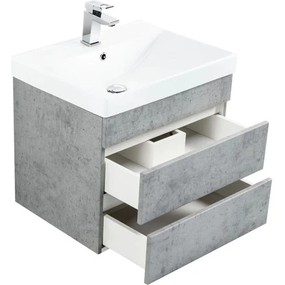 Posseik Waschplatz Amilia H 58 X B 60 X T 48 Cm Beton Schubladen Grifflos – Bild 2